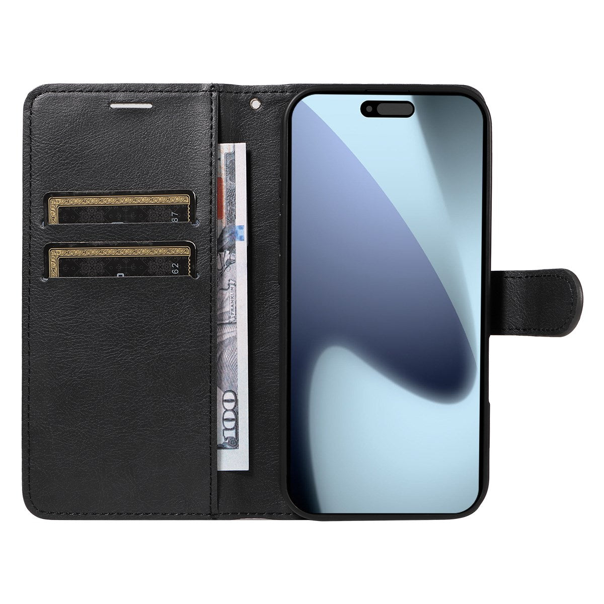 EIDERWOOD iPhone 17 Pro Kunstlæder Mobil Cover - Kortholder & Strop - Sort