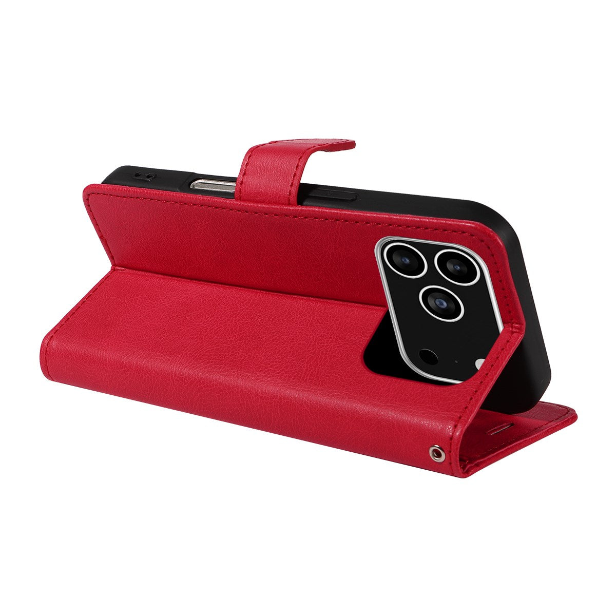 EIDERWOOD iPhone 17 Pro Kunstlæder Mobil Cover - Kortholder & Strop - Rød