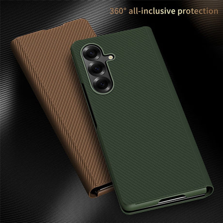 Samsung Galaxy Z Fold7 - EIDERWOOD Kunstlæder Flip Cover m. Tekstur & Ståfunktion - Brun