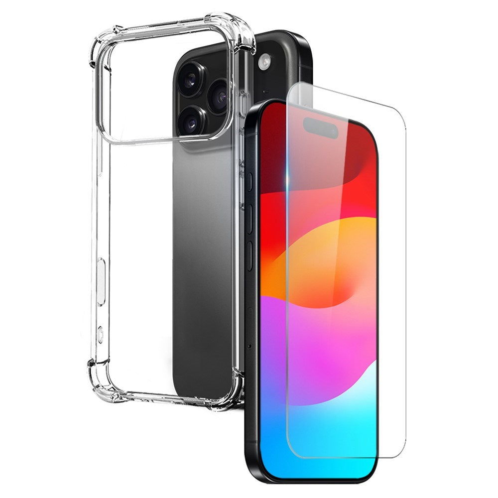 iPhone 17 Pro Max - NORTHJO 2-i-1 Beskyttelsessæt m. Stødabsorberende Fleksibelt Plastik Cover & Hærdet Skærmbeskyttelsesglas - Gennemsigtig