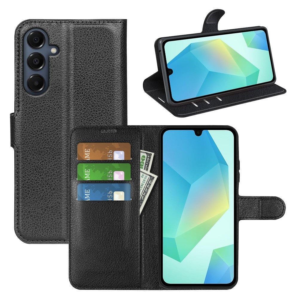 EIDERWOOD Samsung Galaxy A17 (5G) Litchi Kunstlæder Flip Cover m. Pung - Sort