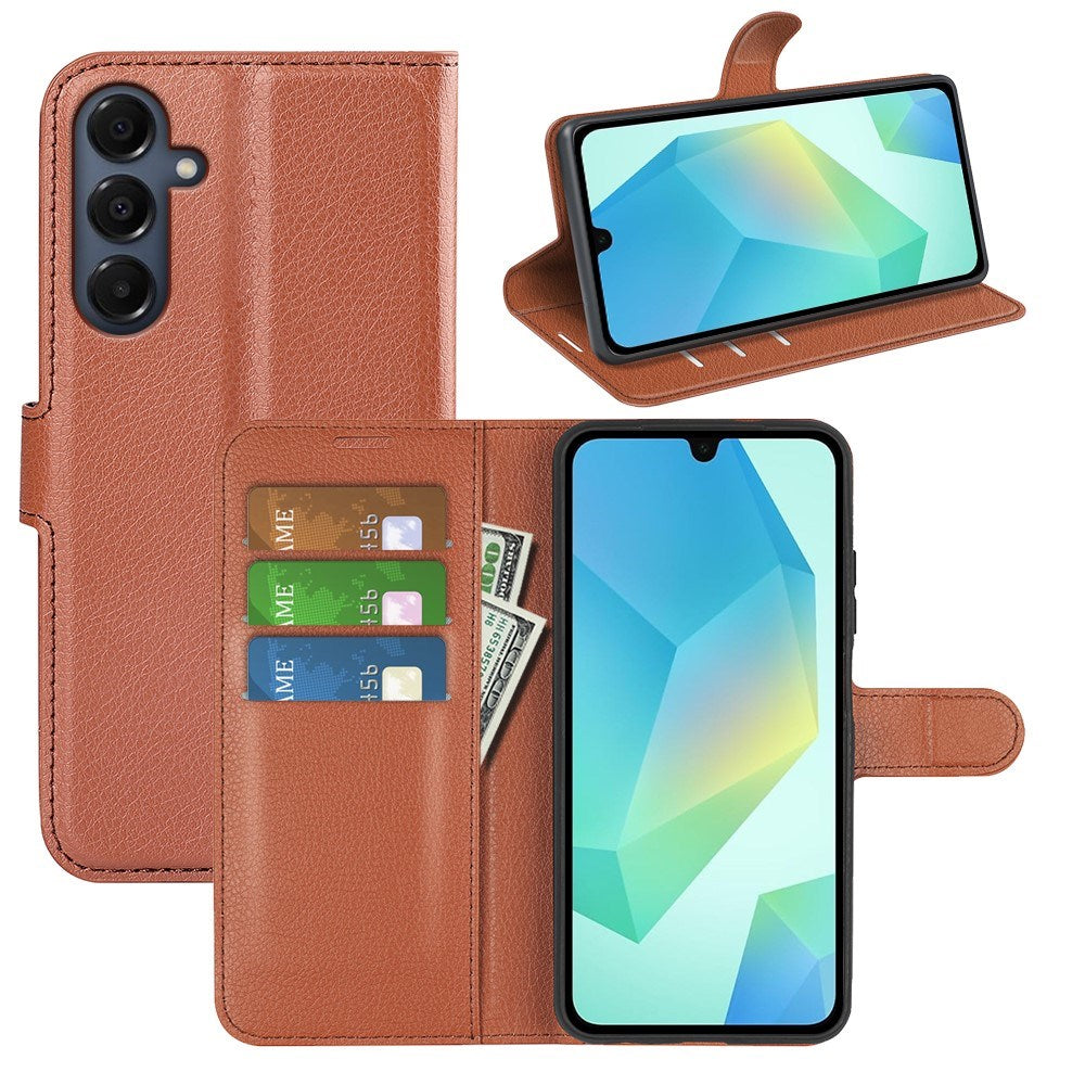 EIDERWOOD Samsung Galaxy A17 (5G) Litchi Kunstlæder Flip Cover m. Pung - Brun