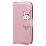 iPhone 17e / 16e Kunstlæder Flip Cover m. Figur & Ståfunktion - Lyserød