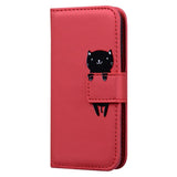 iPhone 17e / 16e Kunstlæder Flip Cover m. Figur & Ståfunktion - Rød