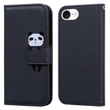 iPhone 17e / 16e Kunstlæder Flip Cover m. Figur & Ståfunktion - Sort