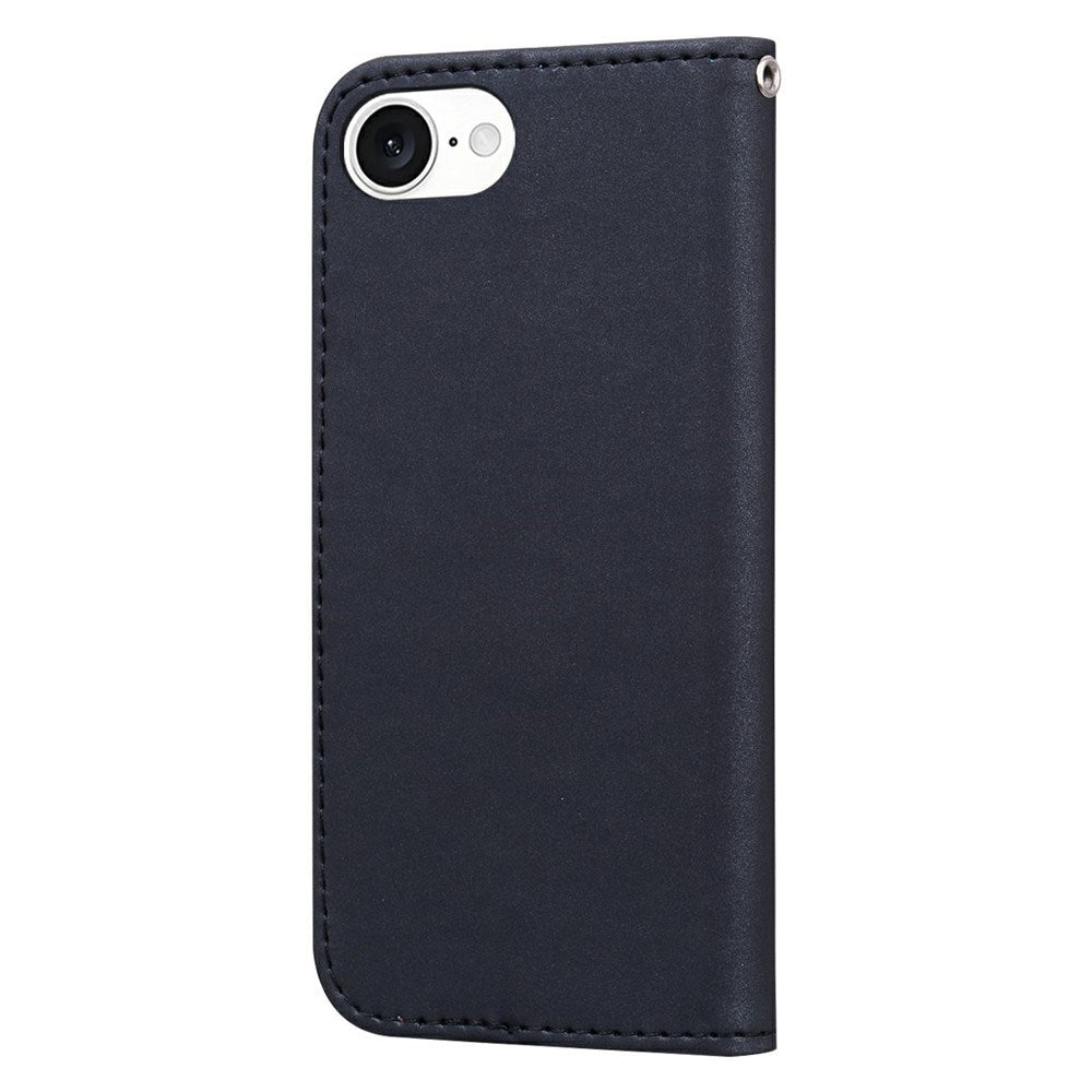 iPhone 17e / 16e Kunstlæder Flip Cover m. Figur & Ståfunktion - Sort