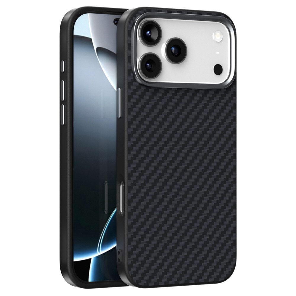 ABEEL iPhone 18 Pro / 17 Pro Hybrid Mobilcover m. Karbonfibretekstur - MagSafe Kompatibelt - Sort
