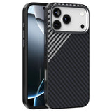 ABEEL iPhone 18 Pro / 17 Pro Hybrid Mobilcover m. Karbonfibretekstur - MagSafe Kompatibelt - Sort / Sølv
