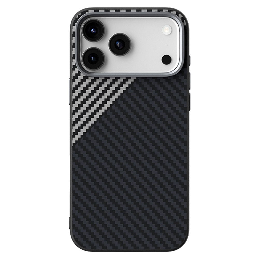 ABEEL iPhone 18 Pro / 17 Pro Hybrid Mobilcover m. Karbonfibretekstur - MagSafe Kompatibelt - Sort / Sølv