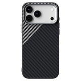 ABEEL iPhone 18 Pro / 17 Pro Hybrid Mobilcover m. Karbonfibretekstur - MagSafe Kompatibelt - Sort / Sølv