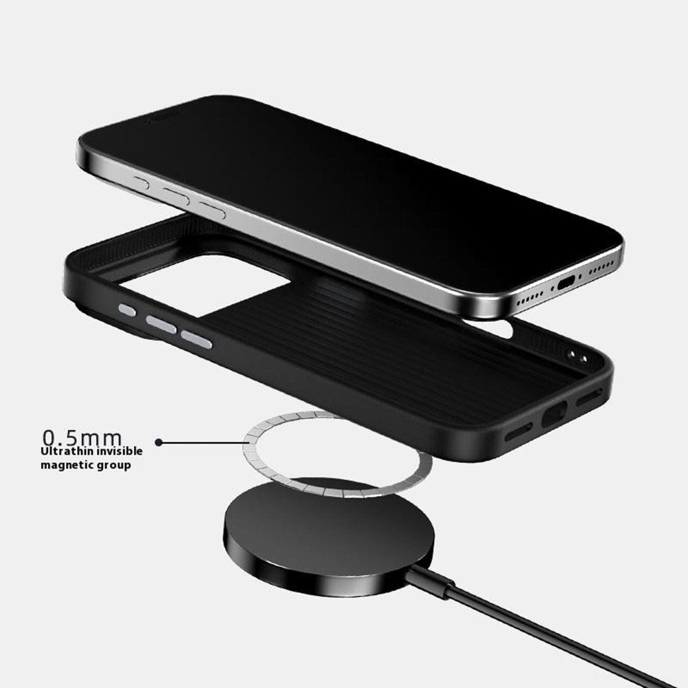 ABEEL iPhone 18 Pro / 17 Pro Hybrid Mobilcover m. Karbonfibretekstur - MagSafe Kompatibelt - Sort / Sølv