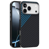 ABEEL iPhone 18 Pro / 17 Pro Hybrid Mobilcover m. Karbonfibretekstur - MagSafe Kompatibelt - Sort / Blå