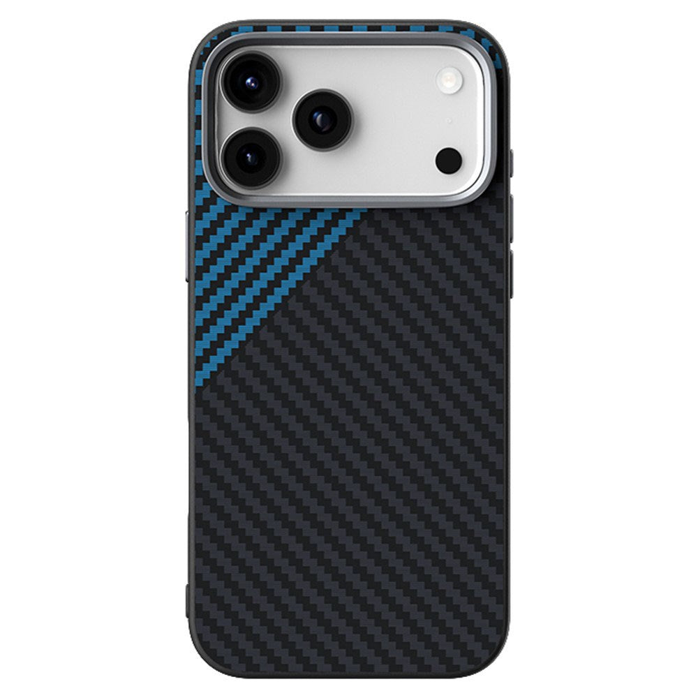 ABEEL iPhone 18 Pro / 17 Pro Hybrid Mobilcover m. Karbonfibretekstur - MagSafe Kompatibelt - Sort / Blå