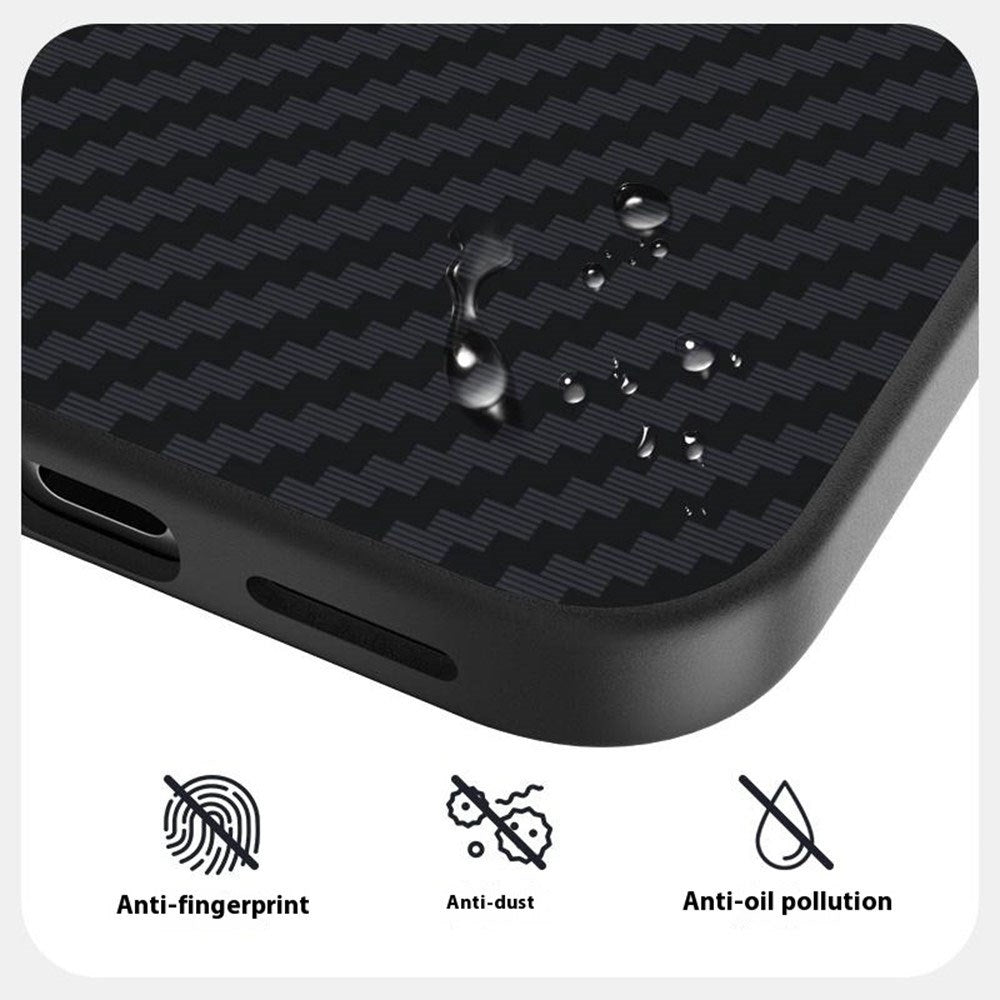 ABEEL iPhone 18 Pro / 17 Pro Hybrid Mobilcover m. Karbonfibretekstur - MagSafe Kompatibelt - Sort / Blå