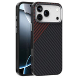 ABEEL iPhone 18 Pro / 17 Pro Hybrid Mobilcover m. Karbonfibretekstur - MagSafe Kompatibelt - Sort / Rød