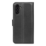 Samsung Galaxy A14 (5G) PU Litchi Leather Flip Cover m. Lommebok - Svart