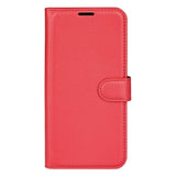 Samsung Galaxy A14 (5G) PU Litchi Leather Flip Cover m. Lommebok - Rød