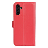 Samsung Galaxy A14 (5G) PU Litchi Leather Flip Cover m. Lommebok - Rød