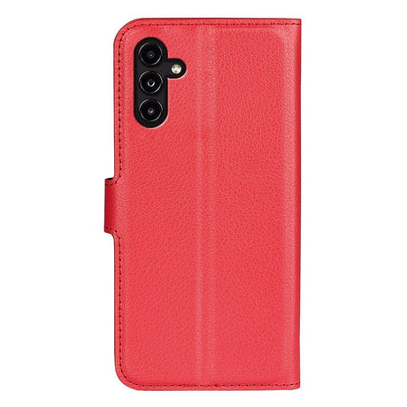 Samsung Galaxy A14 (5G) PU Litchi Leather Flip Cover m. Lommebok - Rød