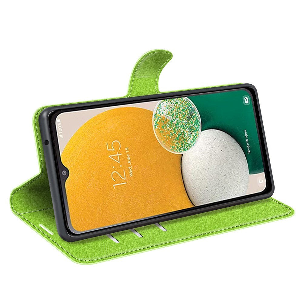Samsung Galaxy A14 (5G) PU Litchi Læder Flip Cover m. Pung - Grøn