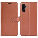 Samsung Galaxy A14 (5G) PU Litchi Leather Flip Cover m. Lommebok - Brun