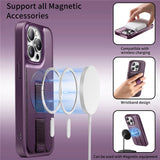 iPhone 15 Pro - Hårdt Plastik Cover m. Kunstlæder Bagside & Fingerrem - MagSafe Kompatibel - Lilla