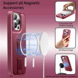 iPhone 15 Pro - Hårdt Plastik Cover m. Kunstlæder Bagside & Fingerrem - MagSafe Kompatibel - Rød