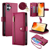 EIDERWOOD iPhone 17 Flip Cover - Indbygget Kortholder & Lynlåslomme & Strop - Red