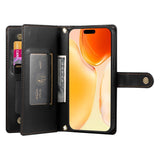 EIDERWOOD iPhone 17 Flip Cover - Indbygget Kortholder & Lynlåslomme & Strop - Sort