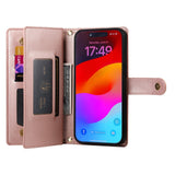 EIDERWOOD iPhone 17 Pro Flip Cover - Indbygget Kortholder & Lynlåslomme & Strop - Rose Gold