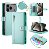 EIDERWOOD iPhone 17 Pro Max Flip Cover - Indbygget Kortholder & Lynlåslomme & Strop - Turkis