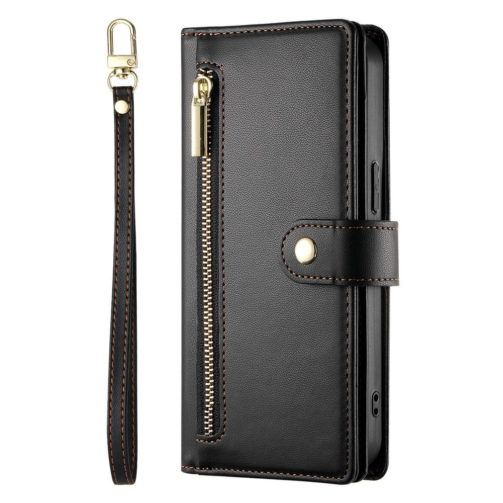 EIDERWOOD iPhone 17 Pro Max Flip Cover - Indbygget Kortholder & Lynlåslomme & Strop - Sort