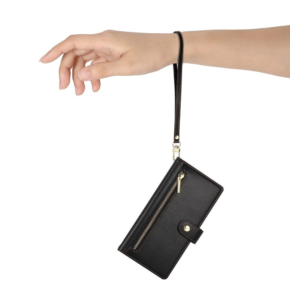 EIDERWOOD iPhone 17 Pro Max Flip Cover - Indbygget Kortholder & Lynlåslomme & Strop - Sort