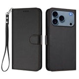 iPhone 18 Pro Max / 17 Pro Max EIDERWOOD Kunstlæder Flip Cover m. Strop & Ståfunktion - Sort