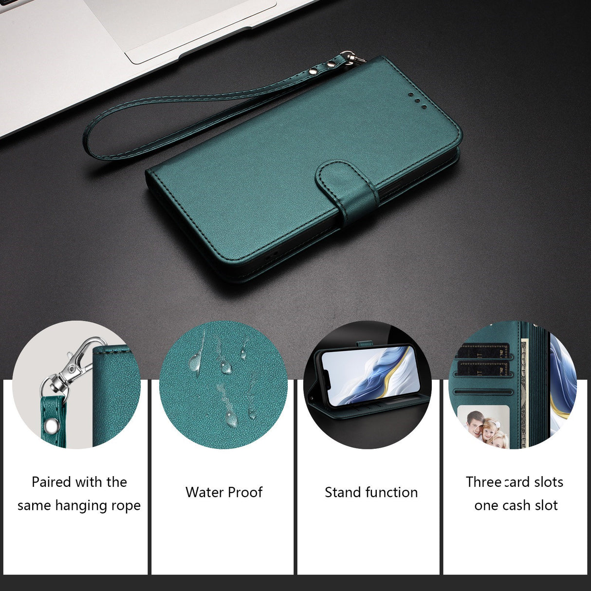 iPhone 18 Pro Max / 17 Pro Max EIDERWOOD Kunstlæder Flip Cover m. Strop & Ståfunktion - Grøn