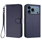 iPhone 18 Pro Max / 17 Pro Max EIDERWOOD Kunstlæder Flip Cover m. Strop & Ståfunktion - Blå