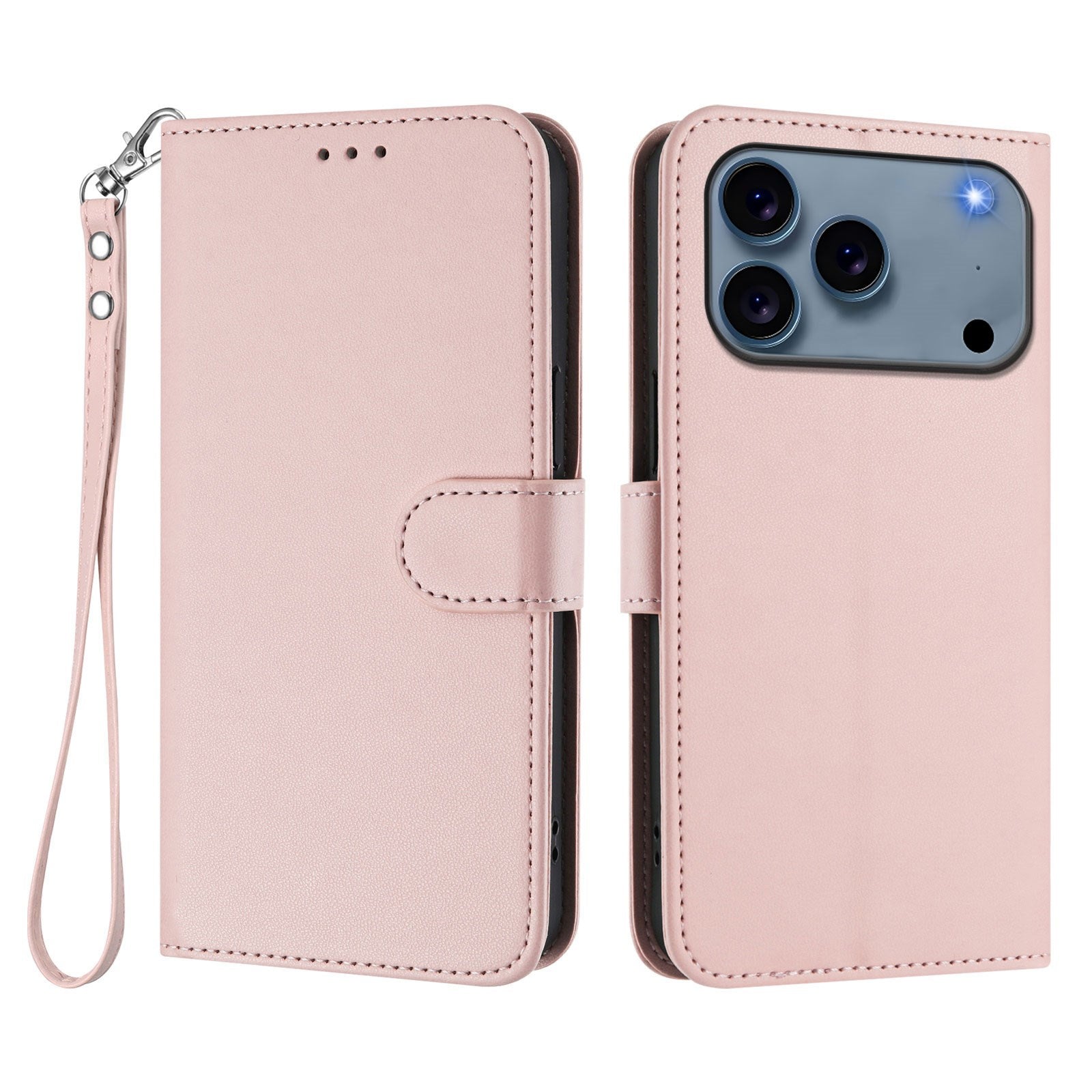 iPhone 18 Pro Max / 17 Pro Max EIDERWOOD Kunstlæder Flip Cover m. Strop & Ståfunktion - Lyserød