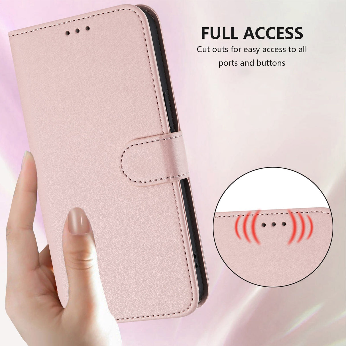 iPhone 18 Pro Max / 17 Pro Max EIDERWOOD Kunstlæder Flip Cover m. Strop & Ståfunktion - Lyserød