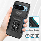 EIDERWOOD Google Pixel 11 Pro / 11 / 10 Pro / 10 / 9 Pro / 9 Håndværker Mobil Cover m. 360 Roterbar Kickstand - Sort