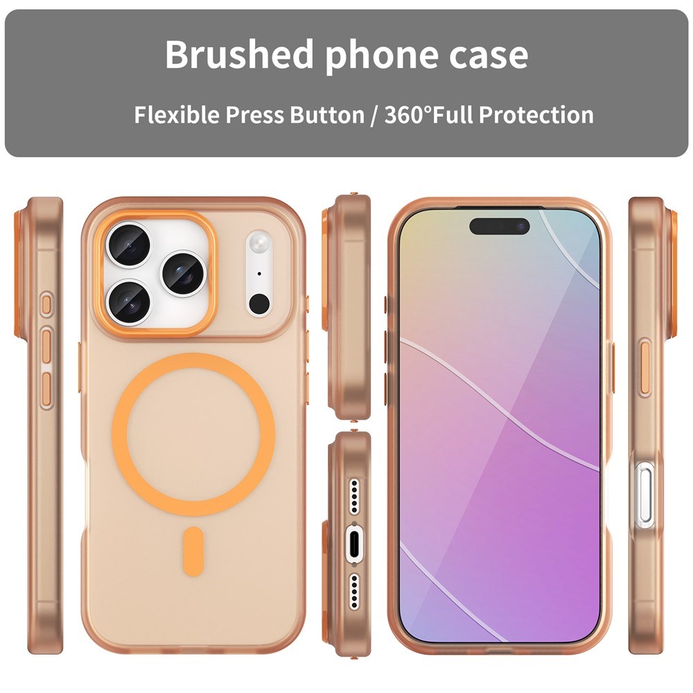 EIDERWOOD iPhone 17 Pro Hybrid Plast Mobil Cover - MagSafe Kompatibel - Mat Gennemsigtig / Orange