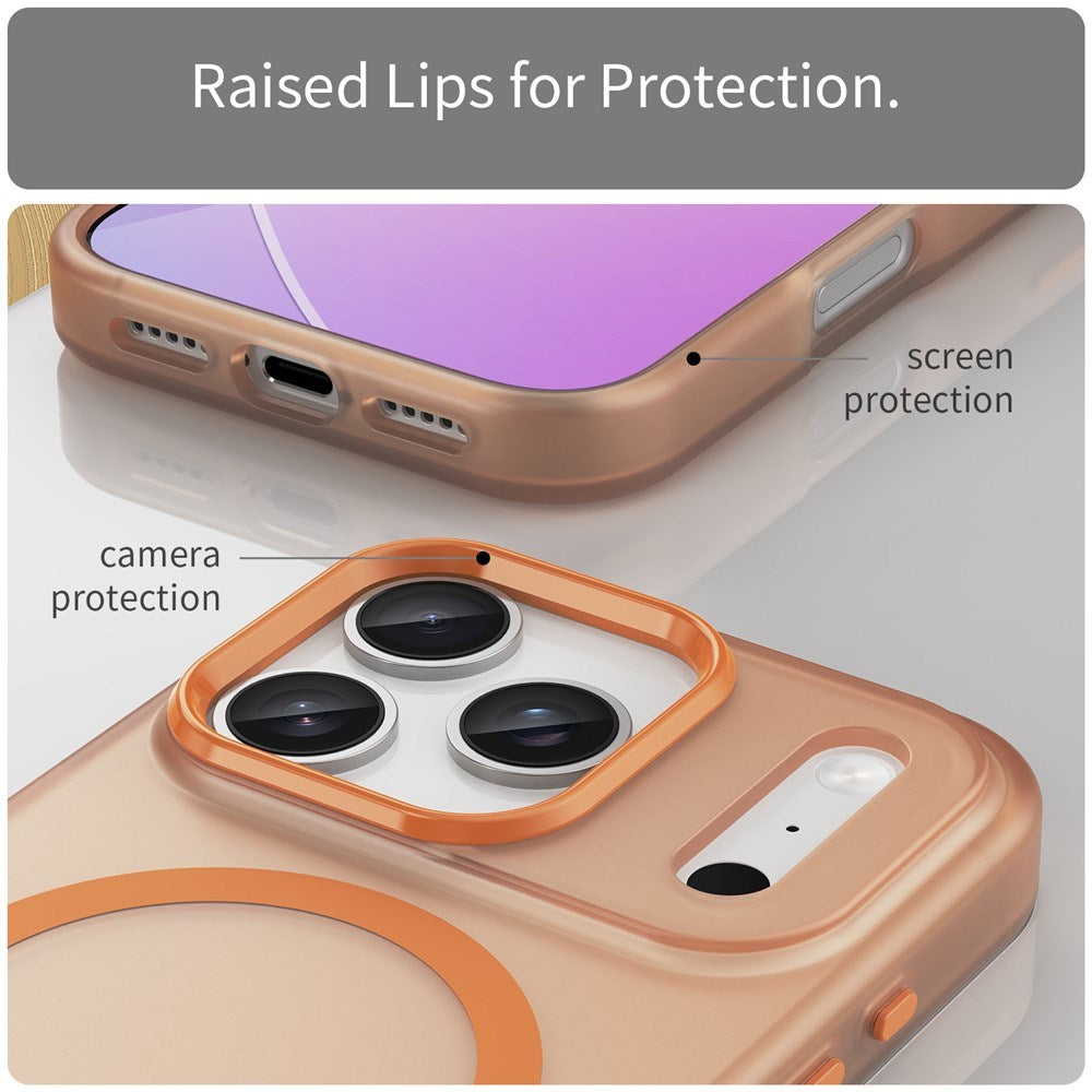 EIDERWOOD iPhone 17 Pro Hybrid Plast Mobil Cover - MagSafe Kompatibel - Mat Gennemsigtig / Orange