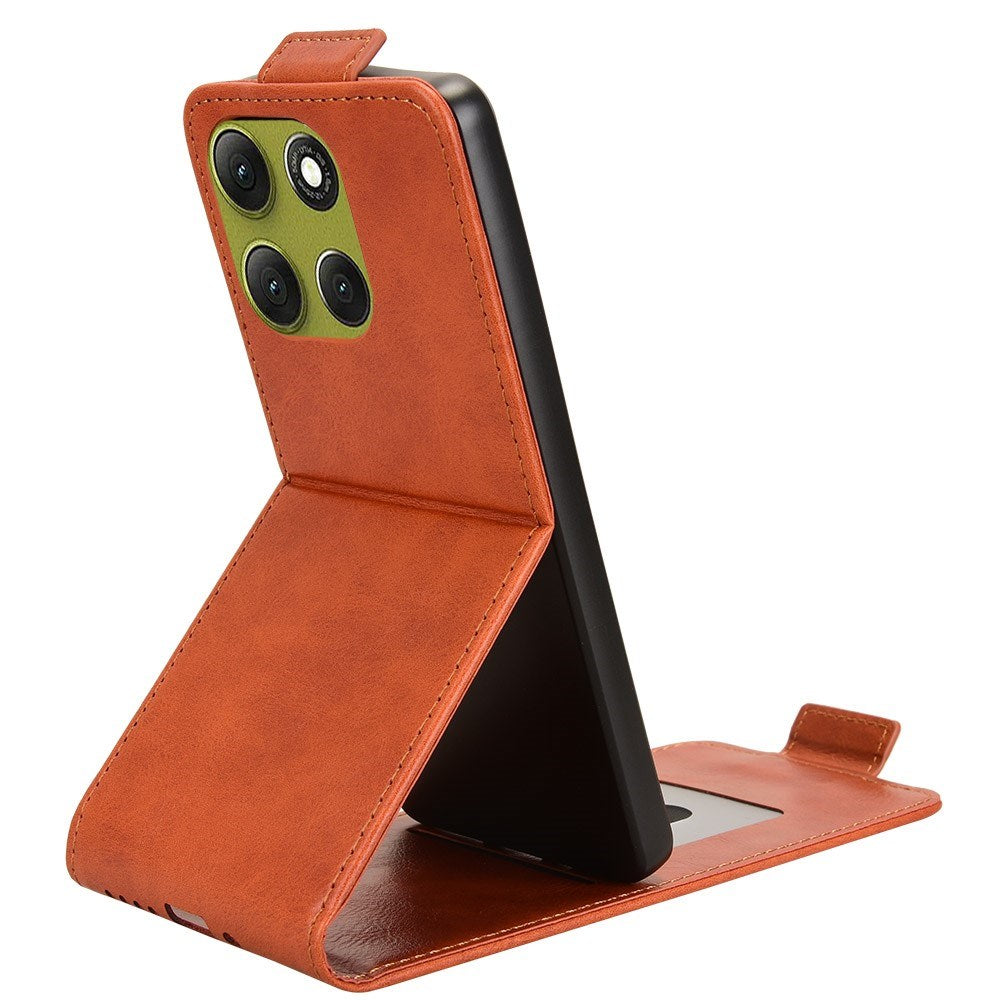 Motorola Moto G86 Power - EIDERWOOD Vertikal Kunstlæder Flip Cover - Kortholder & Ståfunktion - Orange
