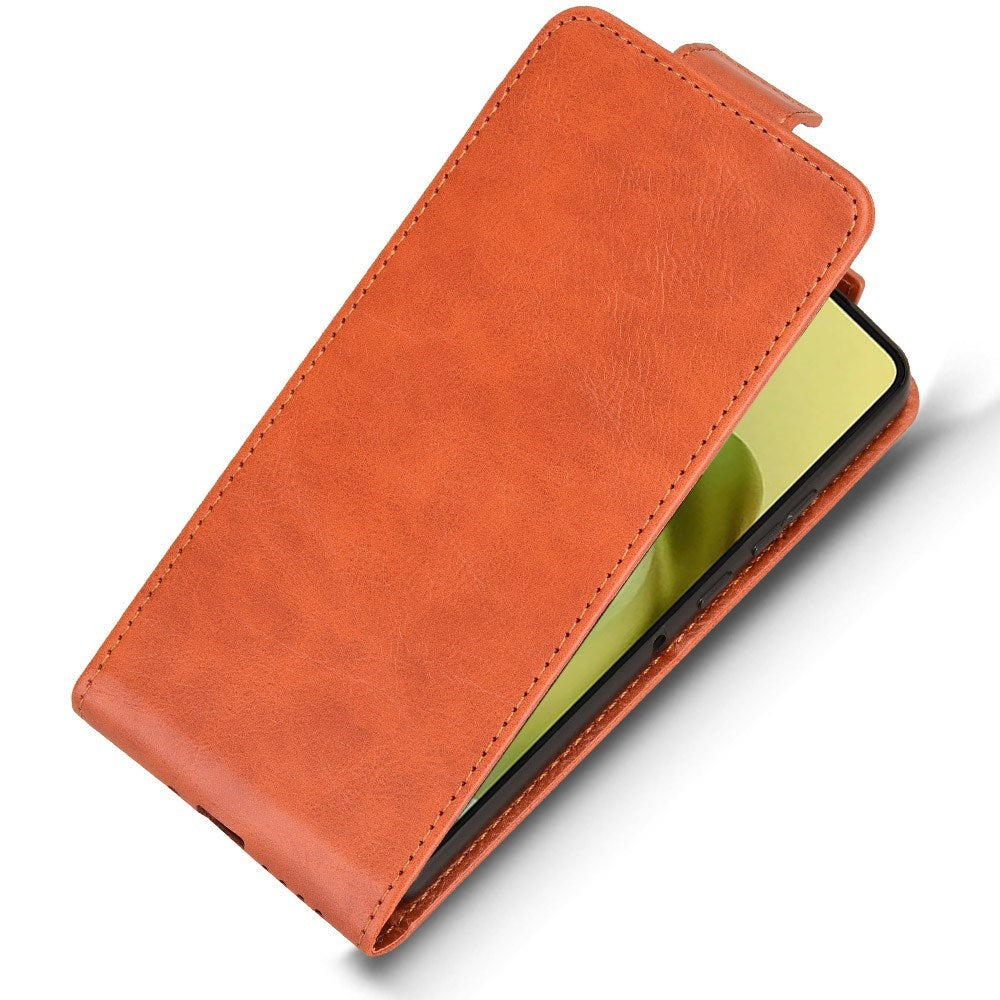 Motorola Moto G86 Power - EIDERWOOD Vertikal Kunstlæder Flip Cover - Kortholder & Ståfunktion - Orange