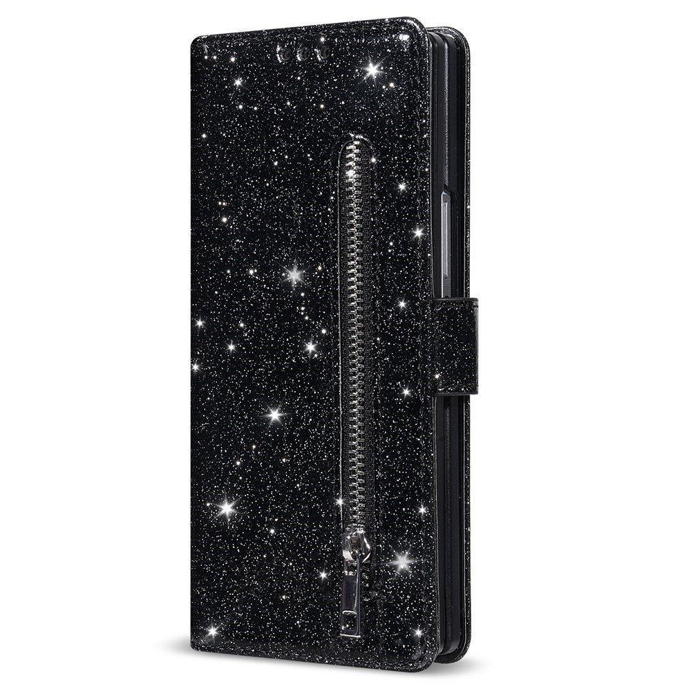 Samsung Galaxy Z Fold7 - EIDERWOOD Glitter Flip Cover m. Pung - Sort
