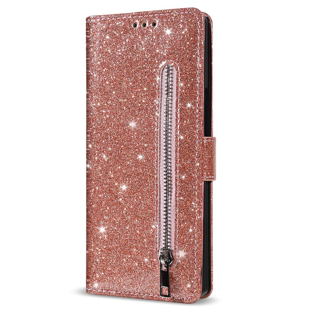 Samsung Galaxy Z Fold7 - EIDERWOOD Glitter Flip Cover m. Pung - Rose Gold