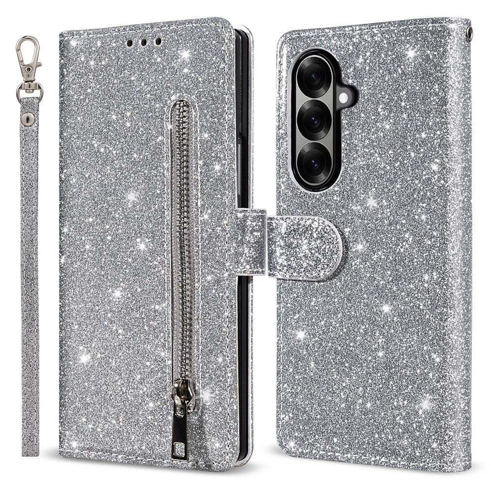 Samsung Galaxy Z Fold7 - EIDERWOOD Glitter Flip Cover m. Pung - Sølv