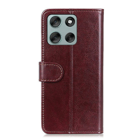 Motorola Moto G56 - EIDERWOOD Kunstlæder Flip Cover m. Kortholder & Ståfunktion - Brun