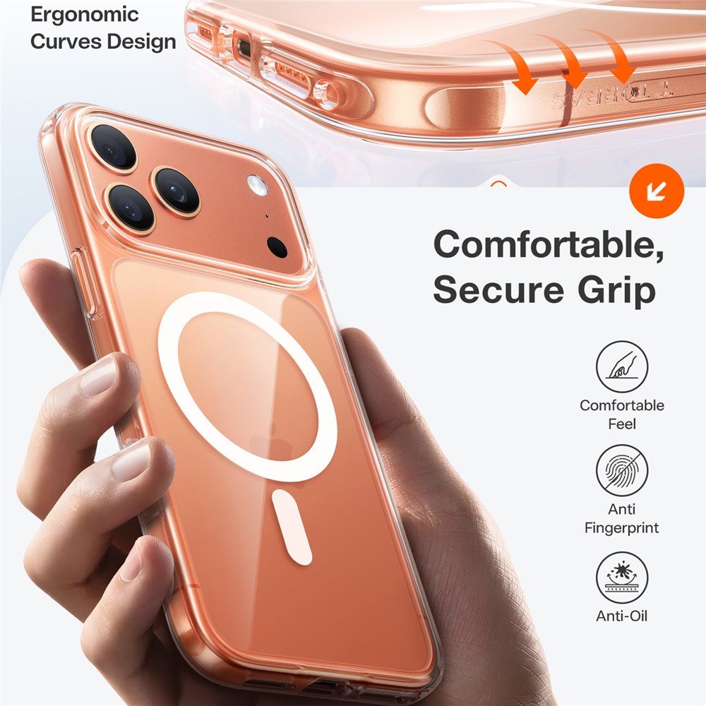 iPhone 17 Pro - TORRAS Guardian Magnetic Hybrid Plastik Cover - MagSafe Kompatibel - Orange