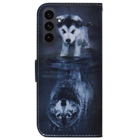 Samsung Galaxy S25 FE - EIDERWOOD Kunstlæder Flip Case m. Motiv - Hund / Ulv