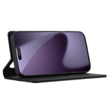 LC.IMEEKE iPhone 18 Pro Max / 17 Pro Max Kunstlæder Flip Cover m. Kortholder & Ståfunktion - Sort / Rød Horisontal Stribe